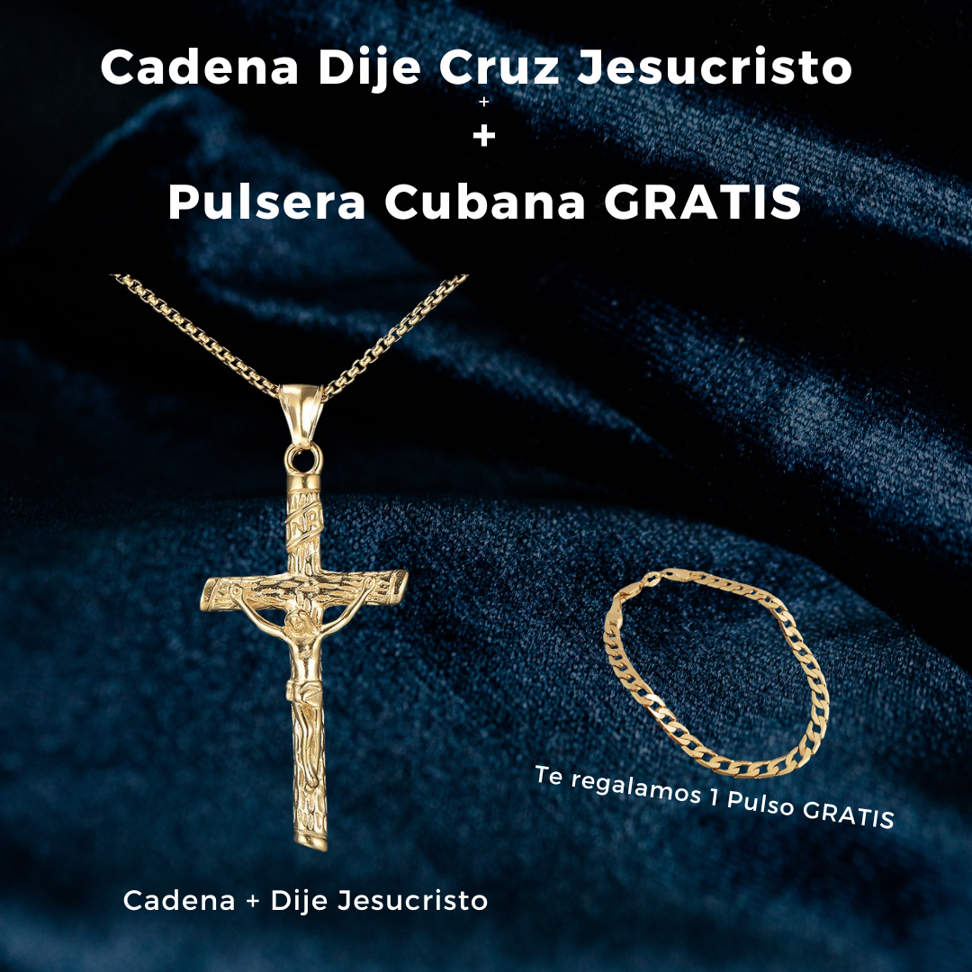 CUBANA CADENA PULSERA DIJE CRUZ 2.0