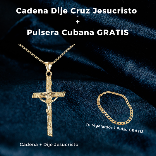 CUBANA CADENA PULSERA DIJE CRUZ 2.0